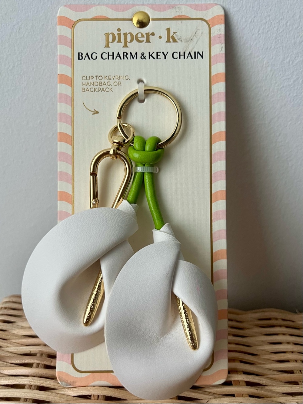 NWT Piper K White Calla Lily Bag Charm & Keychain | Floral Purse Charm